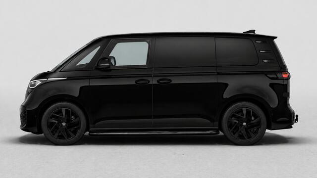 Volkswagen ID. Buzz Cargo 4MOTION Limited Edition 79 kWh "Black Edition" | Trekhaak | 2x Schuifdeur incl. sluithulp | Sidebars | Leder interieur | 20" inch "Solna" | Achterdeuren |