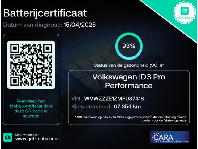 Volkswagen ID.3 Life 58 kWh SOH 93%