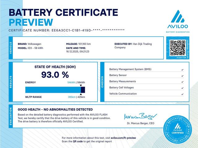 Volkswagen ID.3 First Plus 58 kWh ?SOH 93% ?Rijklaarprijs ?Matrix LED ?Full LED ?Alcantara ?Sfeerverlichting ?Navigatie ?Camera ?Lichtmetaal 19" ?Parkeersensoren