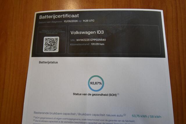Volkswagen ID.3 Pro Advantage 58 kWh , SOH 92.67 % , ST+STUUR VERW , A UITRIJ CAM , NAVI , CLIMATR ,