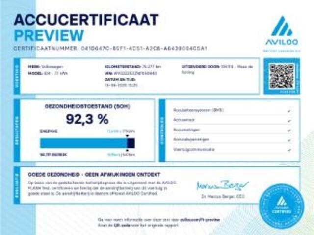 Volkswagen ID.4 GTX 299pk 4Motion 77 kWh · SOH 92,3% · Panoramadak · Apple/Android Car Play · Stuurwiel Verwarming · Navigatie · P-Sensoren · 20'' Inch ·