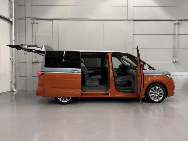 Volkswagen MULTIVAN 1.4 eHybrid L2 Energetic 7p. PANO/HEAD-UP/TREKHAAK/CAMERA/SFEER/CARPLAY/IQ-LIGHT/KEYLESS/ACC/ADAPTIVE-ONDERSTEL/18"/PRIVACY/TWO-TONE ORANGE-SILVER/VOLLEDIG VW DEALER HISTORIE