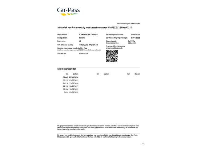 Volkswagen T-Cross 1.0 TSI Style Klima/Camera/Prive-glass/72dkm...