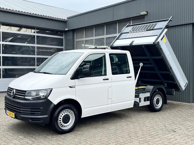 Volkswagen TRANSPORTER 2.0 TDI L2H1 DC Euro 6 Pick up Kipper Dubbele cabine open laadbak met Airco Trekhaak 2200kg trekgewicht 1e eigenaar Dealer onderhouden Telefoonverbinding Kieper P-up Doka Pritsche Ahk 2200kg