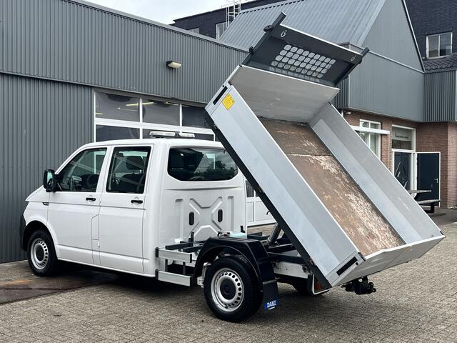 Volkswagen TRANSPORTER 2.0 TDI L2H1 DC Euro 6 Pick up Kipper Dubbele cabine open laadbak met Airco Trekhaak 2200kg trekgewicht 1e eigenaar Dealer onderhouden Telefoonverbinding Kieper P-up Doka Pritsche Ahk 2200kg