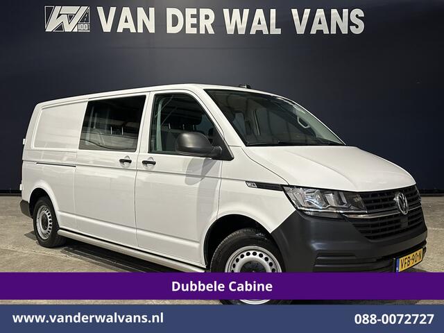 Volkswagen TRANSPORTER 2.0 TDI 150pk L2H1 Dubbele cabine Euro6 Airco | 6-Zits | 2500kg Trekhaak | Navigatie Apple Carplay, Android Auto, Sidebars, Leder