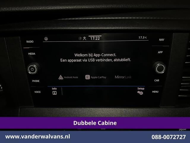 Volkswagen TRANSPORTER 2.0 TDI 150pk L2H1 Dubbele cabine Euro6 Airco | 6-Zits | 2500kg Trekhaak | Navigatie Apple Carplay, Android Auto, Sidebars, Leder