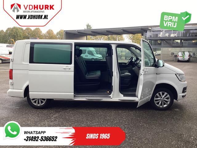 Volkswagen TRANSPORTER T6 2.0 TDI 150 pk DSG Aut. L2 Highline E6 DC Dubbel Cabine BPM VRIJ! Carplay/ Alarm/ Leder/ Cruise/ PDC/ Sidebars/ Trekhaak/ LMV/ DAB