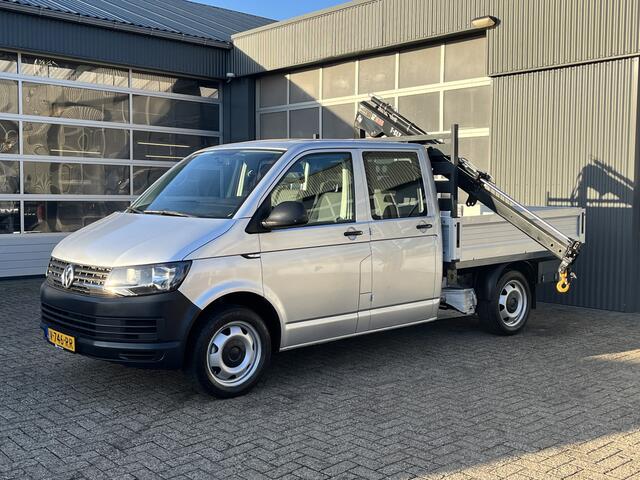 Volkswagen TRANSPORTER 2.0 TDI L2H1 DC Openlaadbak Pick-up Hiab laadkraan 013-T Airco Cruise controle Telefoonverbinding Navigatiesysteem 6-Persoons Euro 6 P-up
