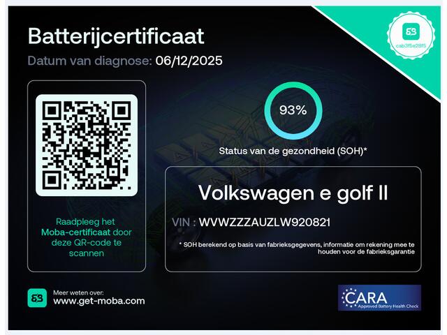 Volkswagen e-Golf E-DITION / Navigatie / SOH 93% / Parkeersensoren v+a / Adaptieve Cruise Control /