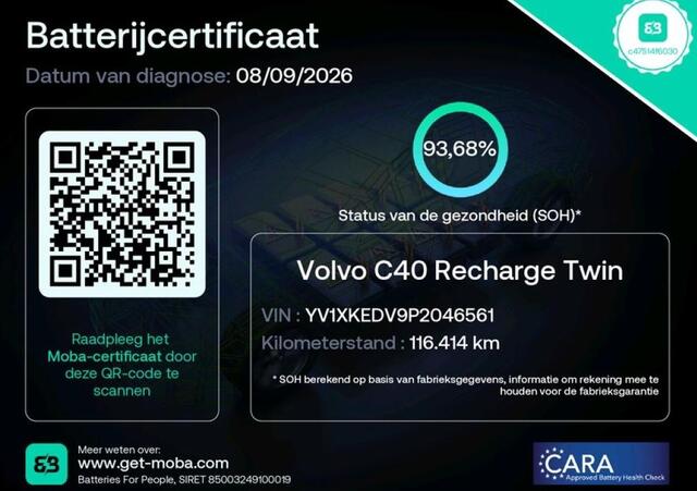 Volvo C40 Recharge Twin 78 kWh / 300KW SOH.94% / NL-Auto / Ultimate / Panoramadak / Pdc+Camera / Stoel-Stuurverwarming /
