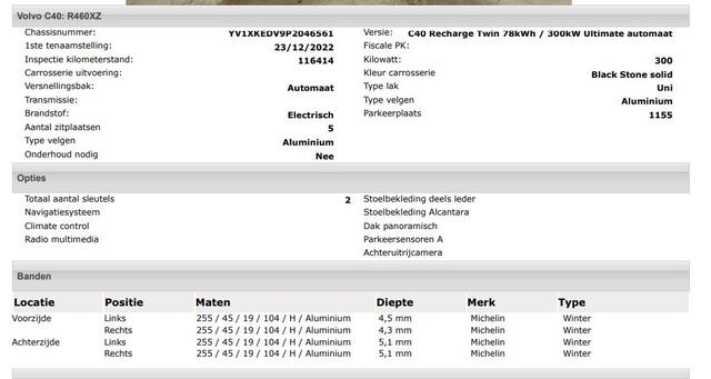 Volvo C40 Recharge Twin 78 kWh / 300KW SOH.94% / NL-Auto / Ultimate / Panoramadak / Pdc+Camera / Stoel-Stuurverwarming /