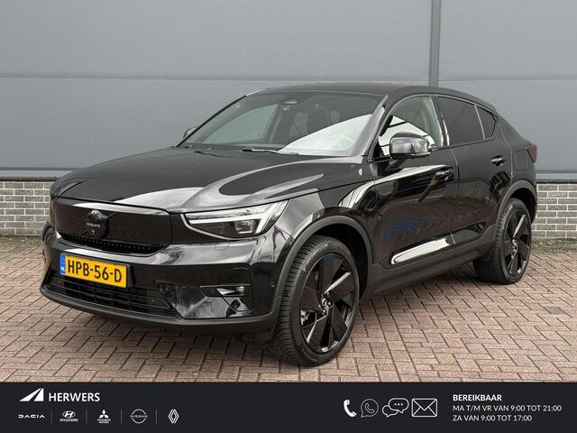 Volvo EC40 Twin Motor Performance Ultra Black Edition 82 kWh 442PK / Eerste eigenaar / Wegklapbare Trekhaak / 1800KG Trekgewicht / Elektrische stoelen met geheugen / Dashcam V+A / Harman Kardon / Panorama / Google Navigatie / Apple Carplay&Android Auto / 20'' LM Vel