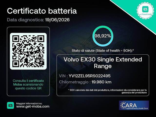 Volvo EX30 Single Motor Extended Range 69 kWh Plus *SOH 98.92*