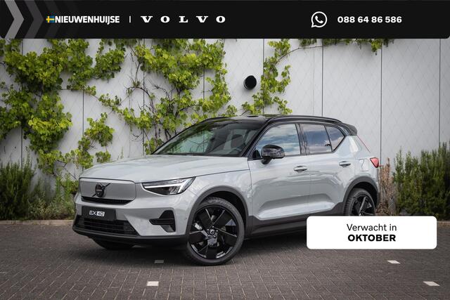 Volvo EX40 Single Motor Ext. Range Ultra Black Edition | Europa | Harman Kardon audio | 20" | Schuif-/kanteldak | Getint Glas | Elektrische stoelverstelling | Nubuck bekleding | Adaptive Cruise Control | Dodehoekdetectie |