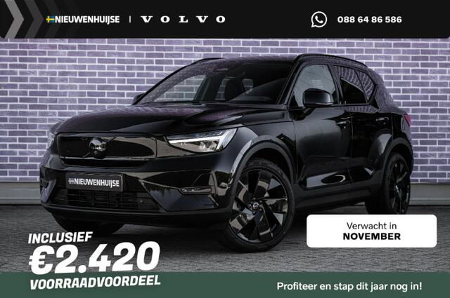Volvo EX40 Single Motor Extended Range Ultra Black Edition Europa | Google | Long Range | Harman Kardon Audio | 20" Lichtmetalen Velgen | Panoramadak | Getint Glas | Elektrische Stoelverstelling | Nubuck Bekleding | Adaptive Cruise Control | Dodehoekdetectie | 360 Camera | Zitverlenging | Elek. Achterklep | Keyless