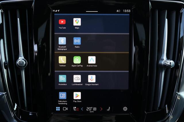 Volvo S90 T8 AWD Plus Dark - LONG RANGE - Luchtvering - Schuif/kanteldak - IntelliSafe Assist & Surround - 360º Camera - Adaptieve LED koplampen - Verwarmde voorstoelen, stuur & achterbank - Parkeersensoren voor & achter - Elektr. bedienb. voorstoelen met geheugen 