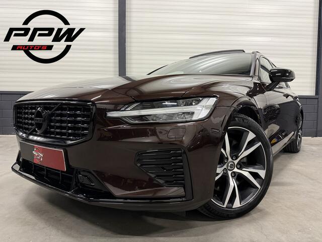 Volvo V60 T6 Recharge AWD R-Design PANO/MEMORY/H&K/CAMERA/KEYLESS/SPORT-LEER/18"/DAB/STANDKACHEL/PRIVACY/ELECTR.TREKHAAK/BLACK-LINE/MAPLE BROWN METALLIC