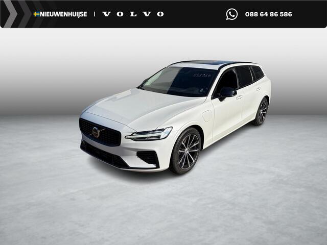 Volvo V60 2.0 T6 Plug-in Hybrid AWD Plus Dark | PHEV | Google | Long Range | Adaptieve Cruise Control | Getint Glas | Stoelverwarming Voor + Achter | Keyless | Schuif-/Kanteldak | Park Assist | Voorruit Verwarming | Lederen Bekleding | Dodehoekdetectie | Memory | S