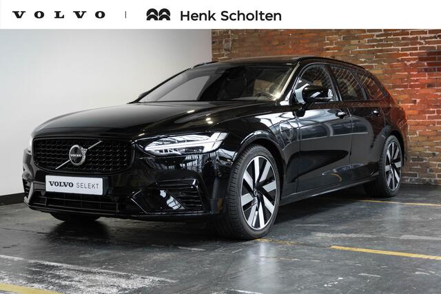 Volvo V90 T6 Automaat Plug-in hybrid AWD Ultra Dark | Panoramadak | Semi elektrische wegklapbare trekhaak | Premium audio by Harman Kardon | 360° parkeercamera | Verwarmbare voorstoelen, achterbank en stuurwiel | Gelamineerde zijruiten | Head-up display |