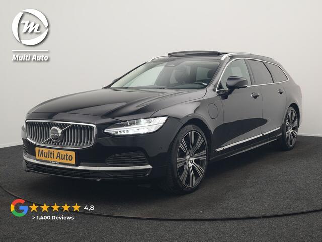 Volvo V90 T8 AWD Inscription Exclusive LONG RANGE PHEV 394pk Dealer O.H. | Panodak | Head Up | Adaptive Cruise | 360 Camera | Bowers & Wilkins | Lederen Sportstoelen Ventilatie & Memory | Keyless | Blis | Stoelen & Stuur Verwarmd | Apple Carplay | Plug In Hybrid