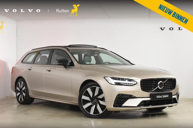 Volvo V90 T8 455PK Plug-in hybrid AWD Ultra Dark / Adaptive Cruise Control / Elektrisch panoramisch schuifdak / Head-up Display / Elektrische voorstoelen met geheugen / Trekhaak elektrisch uitklapbaar / Stuurverwarming / Stoelverwarming V+A / 360 Camera / Harman Kardon