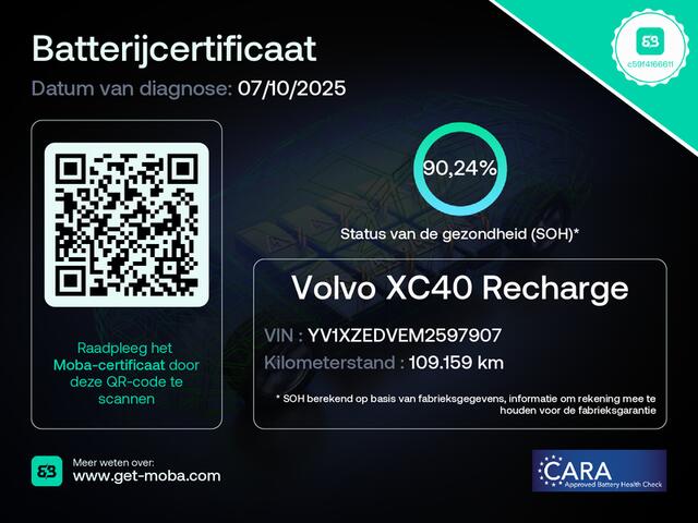 Volvo XC40 Recharge P8 408pk 660Nm AWD R-Design Warmtepomp SOH 90% Leder/Alcantara Camera Adap.Cruise Apple Carplay Android Auto Stoelverwarming DAB Bluetooth Led Elek.Achterklep Google-Maps Keyless 1e Eigenaar Origineel Nederlandse Auto ¤55.260 nieuw 1500kg-Trekver
