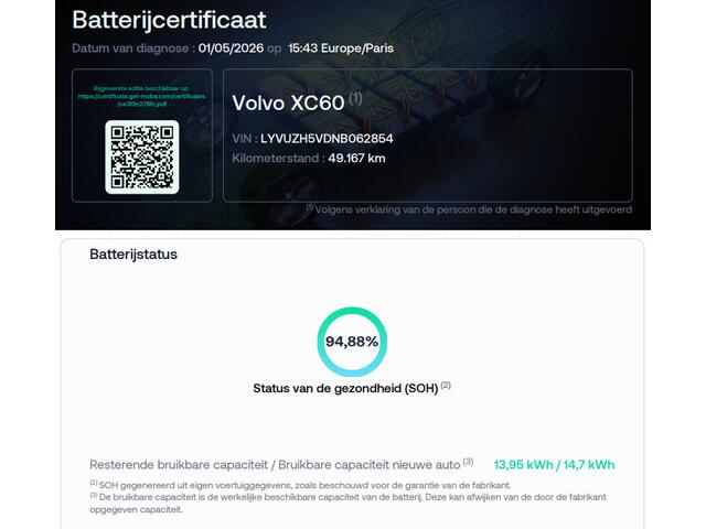 Volvo XC60 2.0 T8 Plug-in hybrid AWD Inscription | SOH 94,8% | Trekhaak | HUD | Panoramadak | Standkachel | Apple Carplay/Android Auto | Cruise control adaptief | Lederen bekleding |