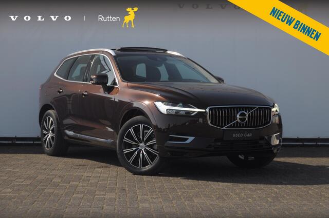 Volvo XC60 T8 390PK Automaat Recharge AWD Inscription / Head up display / Leer dashboard / Trekhaak / BLIS / Adaptieve cruise control / Panoramadak / Apple carplay / Parkeersensoren met camera / Elektrische achterklep / Elektrische stoelen met geheugen / Stoel en st