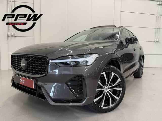 Volvo XC60 T6 Recharge AWD R-Design Long Range PLATINUM-GREY/PANO/TREKHAAK/20"/LEER-SPORT/ACC/PILOT-ASSIST/GOOGLE/2x MEMORY/BLACK-PACK/CRYSTAL-POOK/NET OH BEURT GEHAD BIJ VOLVO DEALER