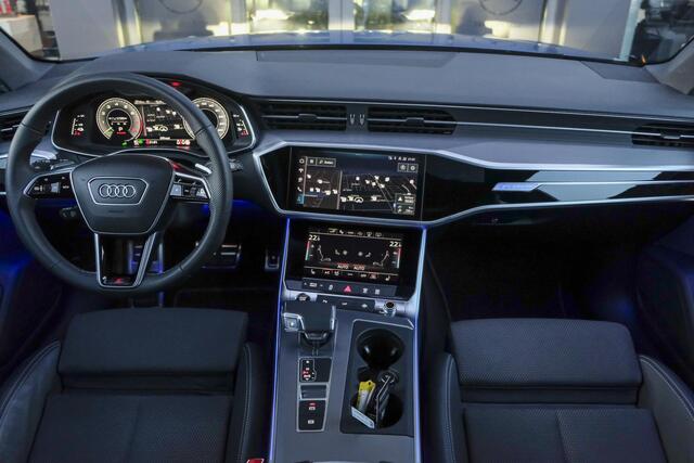 Audi A6 Avant 50 TFSIe 300pk Quattro S-line Facelift Panoramadak Bang&Olufsen *BTW* Trekhaak elec. Ascari blauw S6 diffusor Black pack