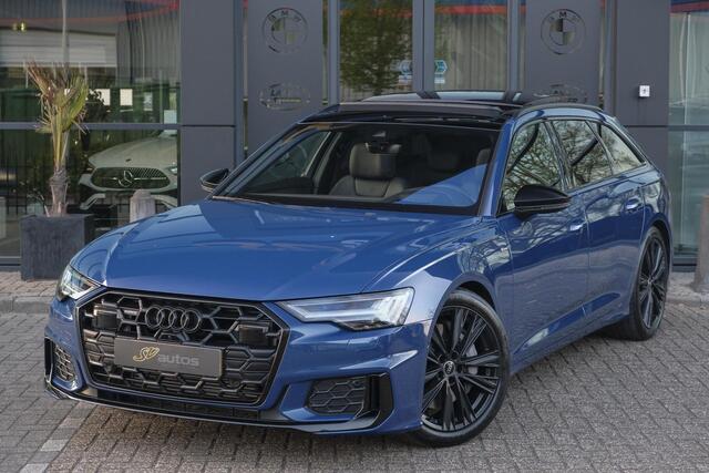 Audi A6 Avant 50 TFSIe 300pk Quattro S-line Facelift Panoramadak Bang&Olufsen *BTW* Trekhaak elec. Ascari blauw S6 diffusor Black pack