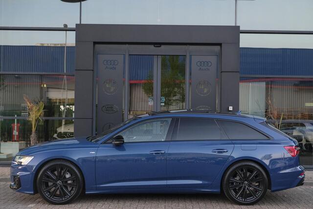 Audi A6 Avant 50 TFSIe 300pk Quattro S-line Facelift Panoramadak Bang&Olufsen *BTW* Trekhaak elec. Ascari blauw S6 diffusor Black pack