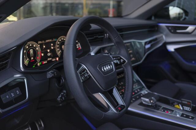 Audi A6 Avant 50 TFSIe 300pk Quattro S-line Facelift Panoramadak Bang&Olufsen *BTW* Trekhaak elec. Ascari blauw S6 diffusor Black pack