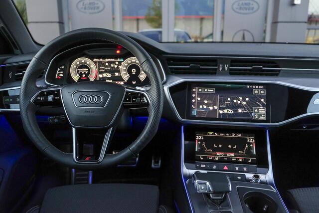 Audi A6 Avant 50 TFSIe 300pk Quattro S-line Facelift Panoramadak Bang&Olufsen *BTW* Trekhaak elec. Ascari blauw S6 diffusor Black pack