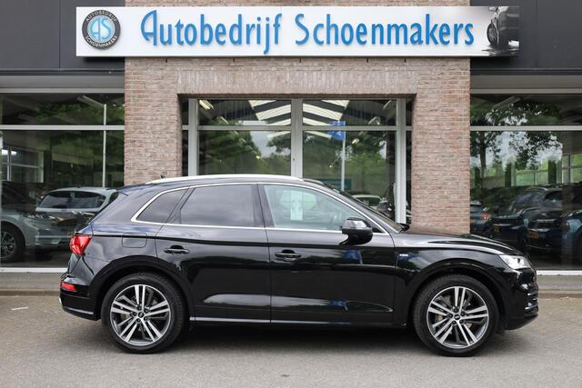 Audi Q5 50 TFSI e quattro S-Edition 299PK! PANO LEER/NAPPA+MEMORY COCKPITVIEW Luchtvering TREKHAAK-ELEK 360-CAMERA 20"LMV ACHTERKLEP-ELEK 2xPDC STOELVERW. ZWARTE-HEMEL ENZ!