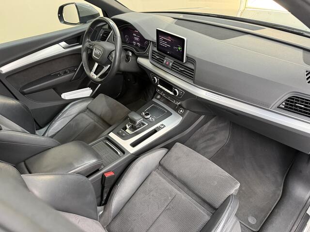 Audi Q5 55 TFSI e quattro Competition, 300Pk, 2019, Dealer onderhouden, Panoramadak, Cruise control, Climate control, Nardo grijs, Sportstoelen, Digitale tellers, Elektrische stoelen, Navigatie, Getinte ruiten,