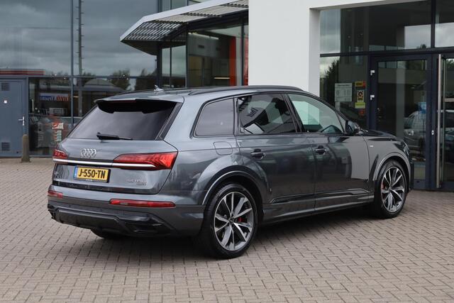 Audi Q7 55 TFSI e quattro Pro Line S 380PK / 280kW, Lederen bekleding, 21" LMV, honingraat, servo sluiting portieren, dodehoek sensor, achteruitrijcamera, parkeersensoren voor en achter, voorstoelen verwarmbaar, Bose Sound System, verstelbare achterbank, navigati