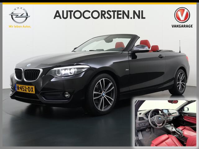 BMW 2-SERIE Cabrio 218I 136pk AUT-8 Leer+Verwarmd Navi Connected-Drive Ecc Cruise Control Pdc High Executive Sport Led Bluetooth Licht-Regensensor Sportstoelen WiFi v.b 46.000 nieuw