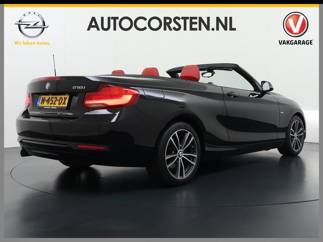 BMW 2-SERIE Cabrio 218I 136pk AUT-8 Leer+Verwarmd Navi Connected-Drive Ecc Cruise Control Pdc High Executive Sport Led Bluetooth Licht-Regensensor Sportstoelen WiFi v.b 46.000 nieuw