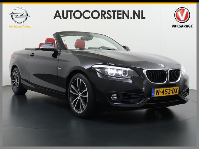 BMW 2-SERIE Cabrio 218I 136pk AUT-8 Leer+Verwarmd Navi Connected-Drive Ecc Cruise Control Pdc High Executive Sport Led Bluetooth Licht-Regensensor Sportstoelen WiFi v.b 46.000 nieuw