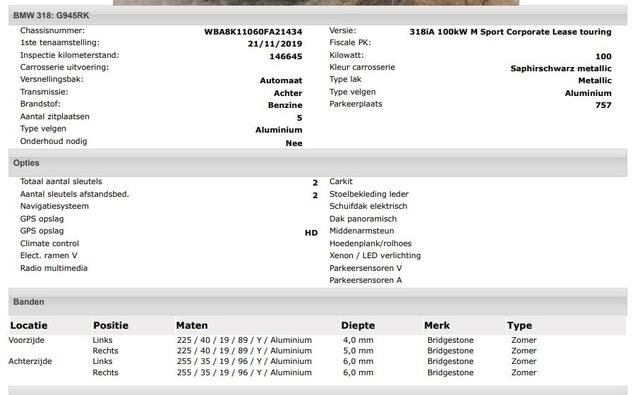 BMW 3-SERIE Touring 318i M Sport Automaat Corporate / Panoramadak / Leder-sport / Pdc.+Camera / Navigatie / M-Sport plus - Parking - Media Pack
