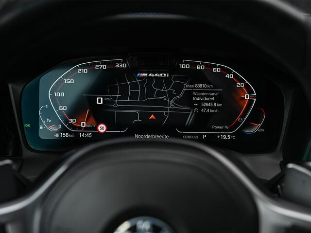 BMW 4-SERIE Gran Coupé M440i xDrive HIGH EXECUTIVE | M-SPORT PAKKET | SHADOW LINE | COMFORT ACCESS | MEMORY SEATS | HEAD-UP DISPLAY | ADAPTIVE CRUISE | VIRTUAL COCKPIT | STOEL - EN STUURVERWARMING | ACHTERBANK VERWARMING | EL. TREKHAAK