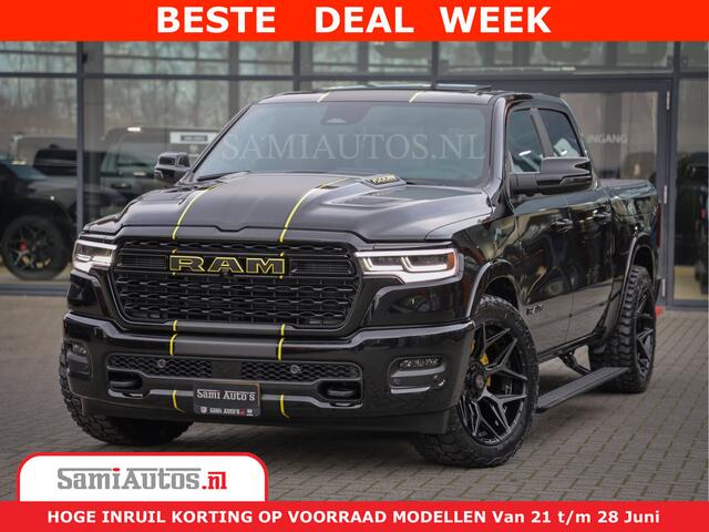 Dodge 1500 Ram Limited Night High Output 540HP 706Nm | Massage + Full Option | De Meest Luxe en Volle Pick-Up in zijn Klasse | Comfortabele Dubbele Cabine met Royale 5 Zitplaatsen | BPM vrij | Nu Leverbaar uit Voorraad | Voorraad Nr 2300 - 7689