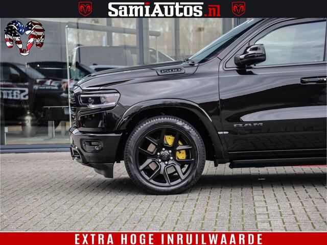 Dodge 1500 Ram BLACK OPS LONGHORN 5.7 V8 HEMI | 8820KM! | BOM VOL | HUD | LUCHTVERING | PANO | 200L LPG | ADAPTIVE CRUISE | DIGI VIRTUAL CLUSTER | CARPLAY | 3500KG | HEADUP | CREW CAB DUBBELE CABINE | 5 PERSOONS | ZWART MET BRUIN LEDER | Z.G.A.N