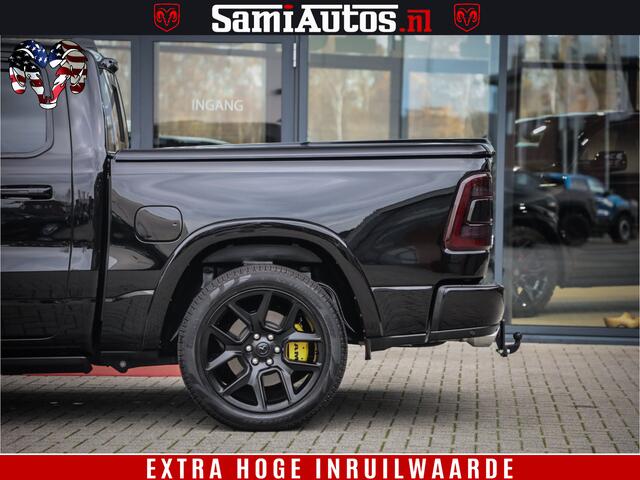 Dodge 1500 Ram BLACK OPS LONGHORN 5.7 V8 HEMI | 8820KM! | BOM VOL | HUD | LUCHTVERING | PANO | 200L LPG | ADAPTIVE CRUISE | DIGI VIRTUAL CLUSTER | CARPLAY | 3500KG | HEADUP | CREW CAB DUBBELE CABINE | 5 PERSOONS | ZWART MET BRUIN LEDER | Z.G.A.N