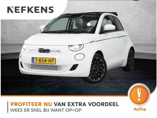 Fiat 500 Cabrio La Prima By Bocelli 42kWh 120PK | AppleCarplay/Android Auto | Camera | Navigatie | LEER | Keyless | Stoelverwarming | Parkeersensoren | Climate Control | Adaptive cruise control |
