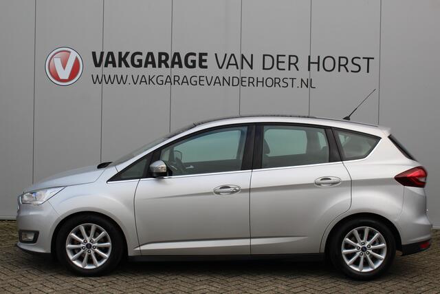 Ford C-MAX 1.0-125pk Titanium. Nette en goed onderhouden hoogzitter ! Volautm. airco dual, panoramadak, parkeersensoren, metallic lak, telefoonvoorb., navigatie, LM wielen,