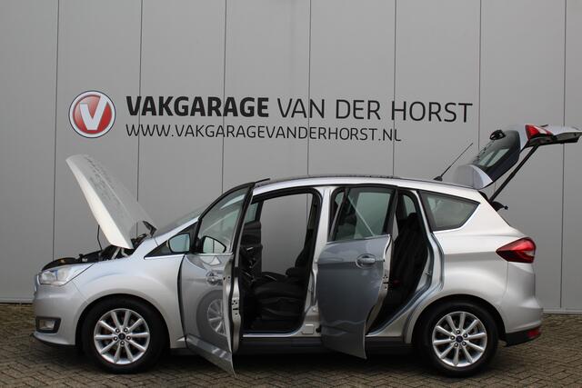 Ford C-MAX 1.0-125pk Titanium. Nette en goed onderhouden hoogzitter ! Volautm. airco dual, panoramadak, parkeersensoren, metallic lak, telefoonvoorb., navigatie, LM wielen,