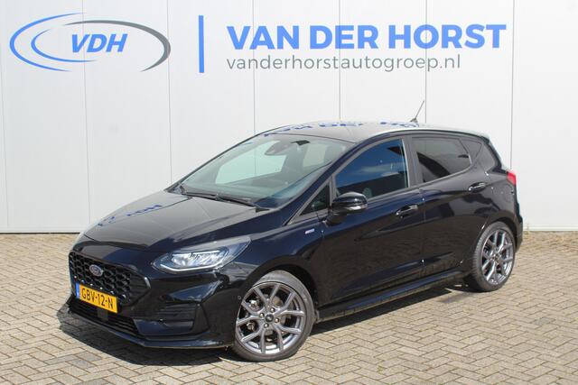 Ford FIESTA 1.0-100pk EcoBoost ST-Line. Luxe en sportieve Fiesta ! Stoel-, stuur- en voorraamverwarming, keyless entry/keyless go, adaptive cruise cntrl, volautm. airco, camera, parkeersensoren v+a, navigatie by Apple/Android, LM wielen, lane assist, LED ver